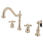 Kingston Brass KB1793AXBS Heritage Double-Handle Widespread Kitchen Faucet with Brass Sprayer, Antique Brass