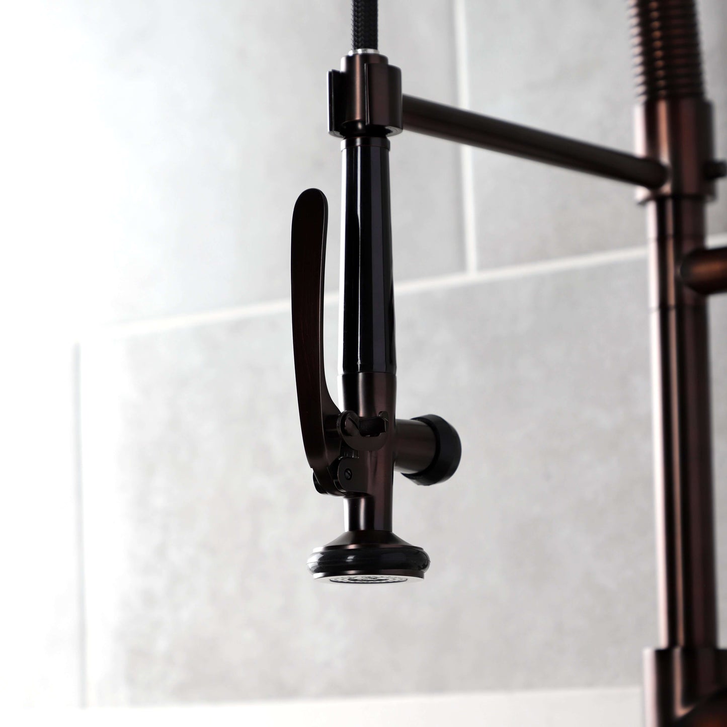 Kingston Brass LS8503DL Concord Single-Handle Deck-Mount Pre-Rinse Kitchen Faucet with Pot Filler, Brushed Brass