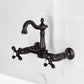 Kingston KS2443AX Heritage Two-Handle Wall Mount Bridge Kitchen Faucet, Antique Brass