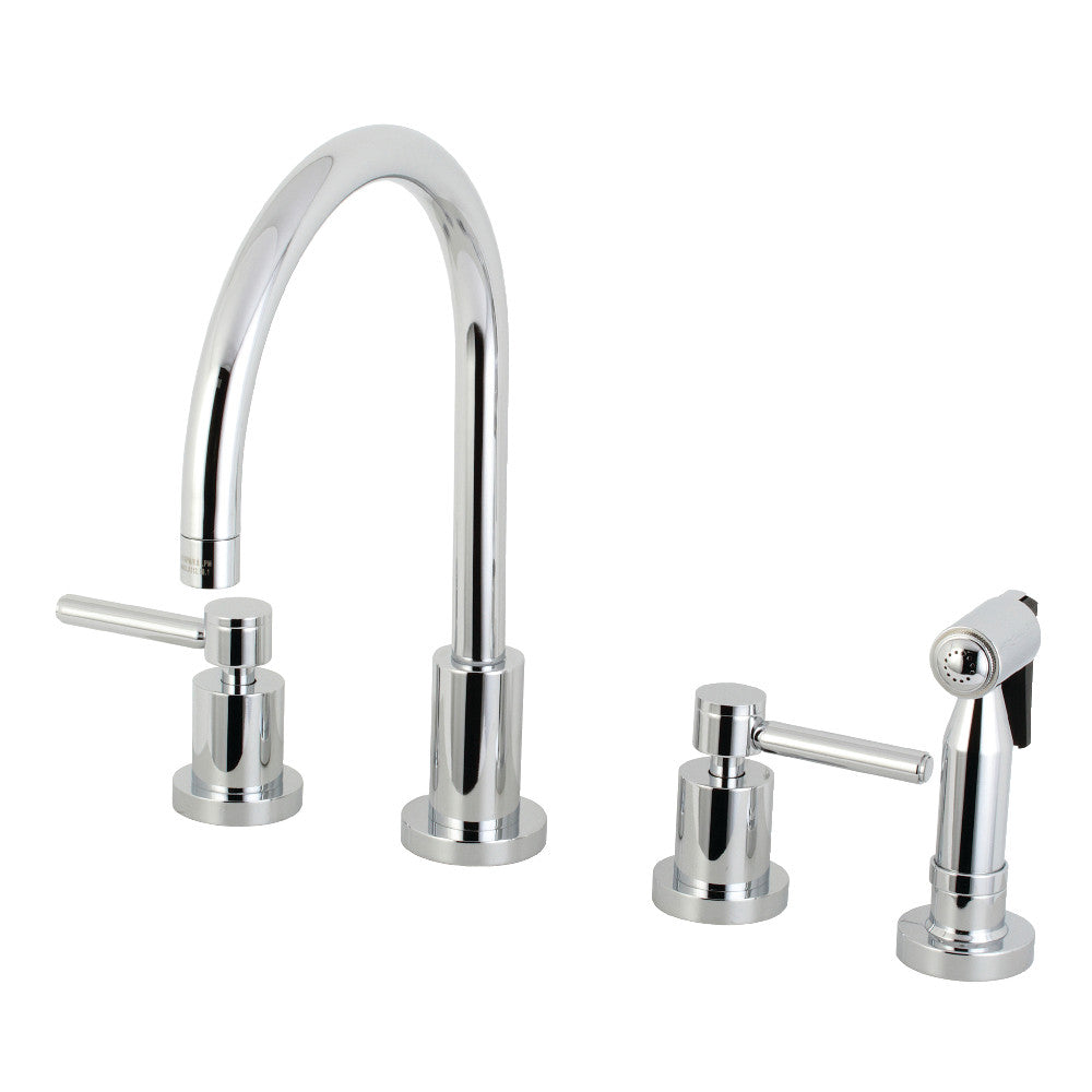 Kingston Brass KS8723DLBS Concord Double-Handle Widespread Kitchen Faucet with Brass Sprayer, Antique Brass