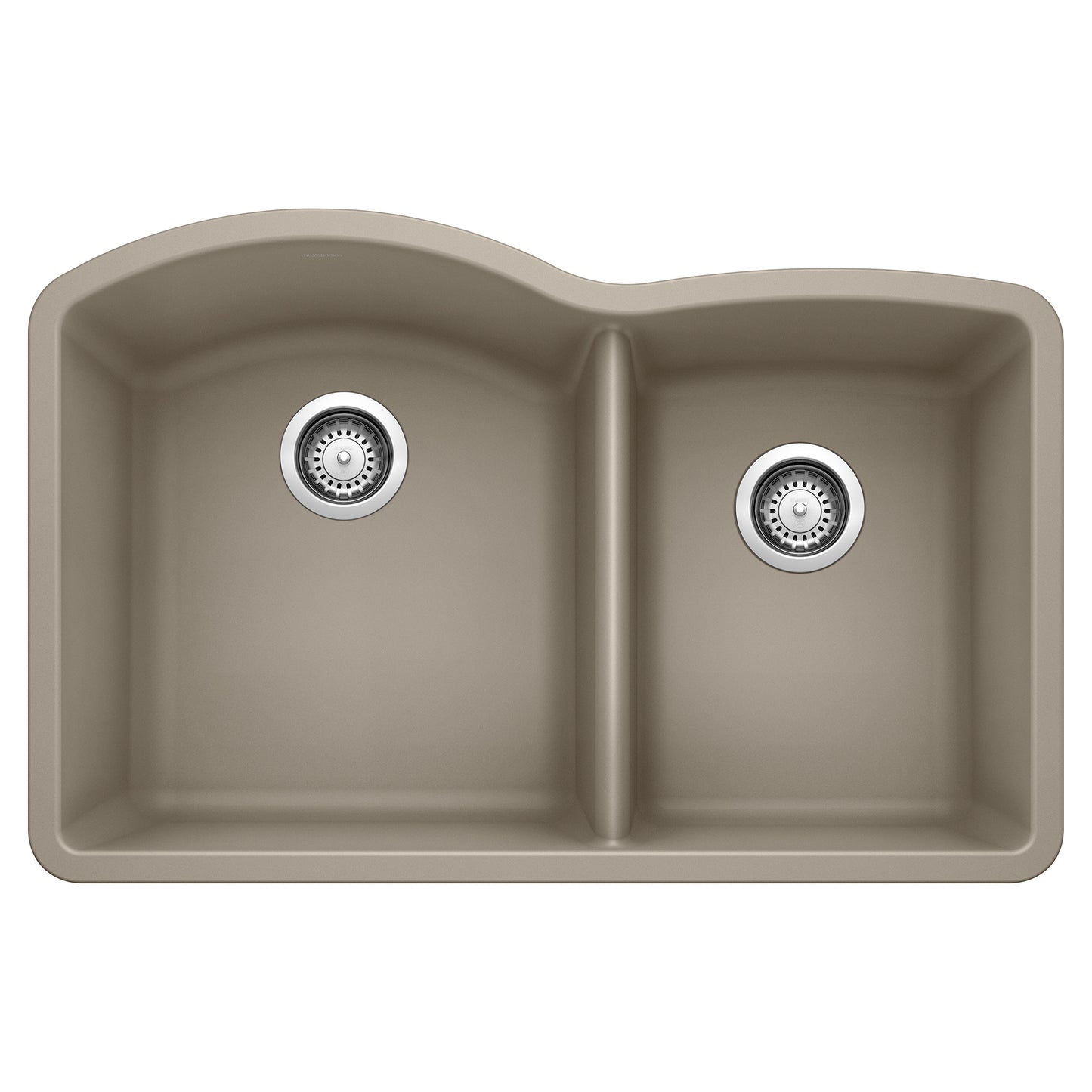 BLANCO Diamond SILGRANIT 32" 60/40 Double Bowl Undermount Kitchen Sink in a modern design with asymmetrical bowls.