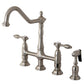 Kingston KS1273TALBS Tudor Bridge Kitchen Faucet with Brass Sprayer, Antique Brass