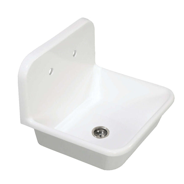 KINGSTON Brass Gourmetier 24 Solid Surface Kitchen Sink with Backsplash - Matte White