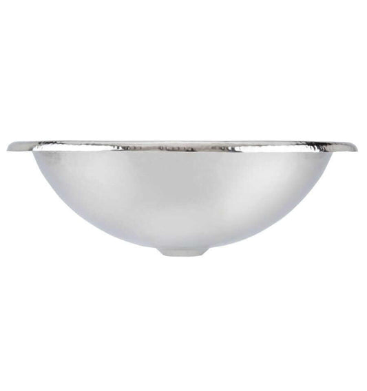 Thompson Tacambaro 15.5" Handcrafted Brushed Nickel Round Bathroom Sink - 2RP-BRN side view showcasing its elegant design.