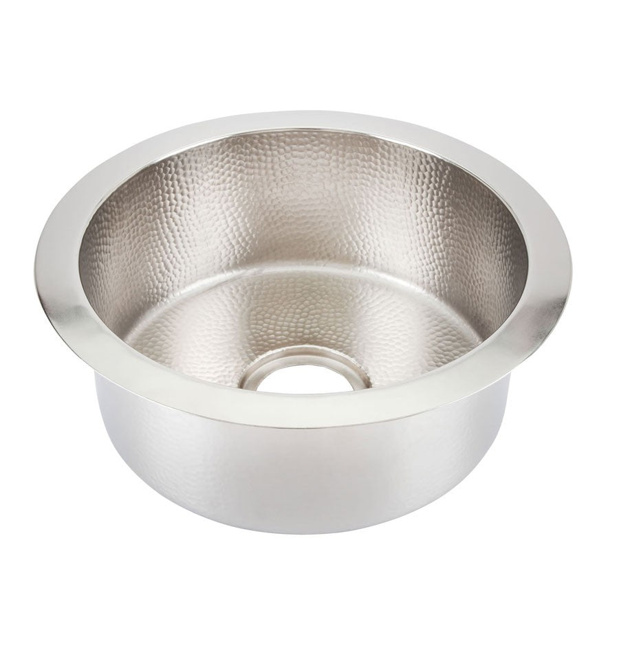 Thompson De La Cruz bar and prep sink in hammered nickel, 17 in. diameter, PU-1708BRN