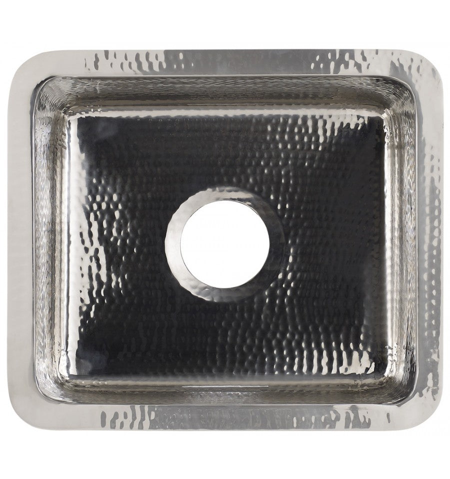 Thompson Rivera 17 inch square hand-hammered stainless steel bar and prep sink, KPU-1715HSS