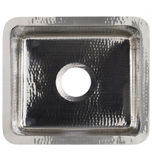 Thompson Rivera 17 inch square hand-hammered stainless steel bar and prep sink, KPU-1715HSS