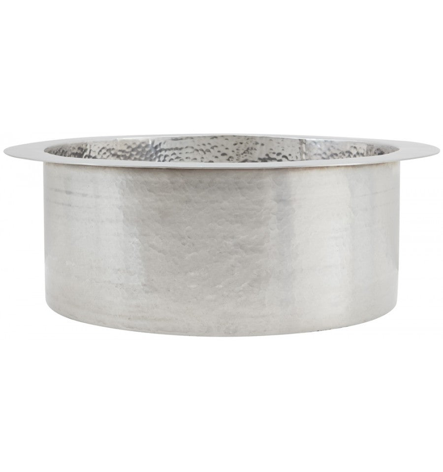 Thompson De La Cruz 17 inch round hand-hammered stainless steel bar and prep sink, PU-1708HSS
