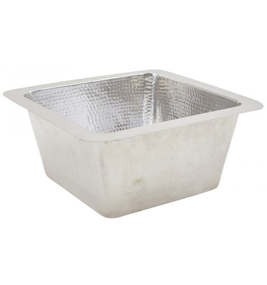 Hand-hammered stainless steel finish on the Thompson Tamayo square bar sink, 1S-HSS