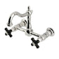 Kingston KS1263PKX Duchess Two-Handle Wall Mount Bridge Kitchen Faucet, Antique Brass with black porcelain handles