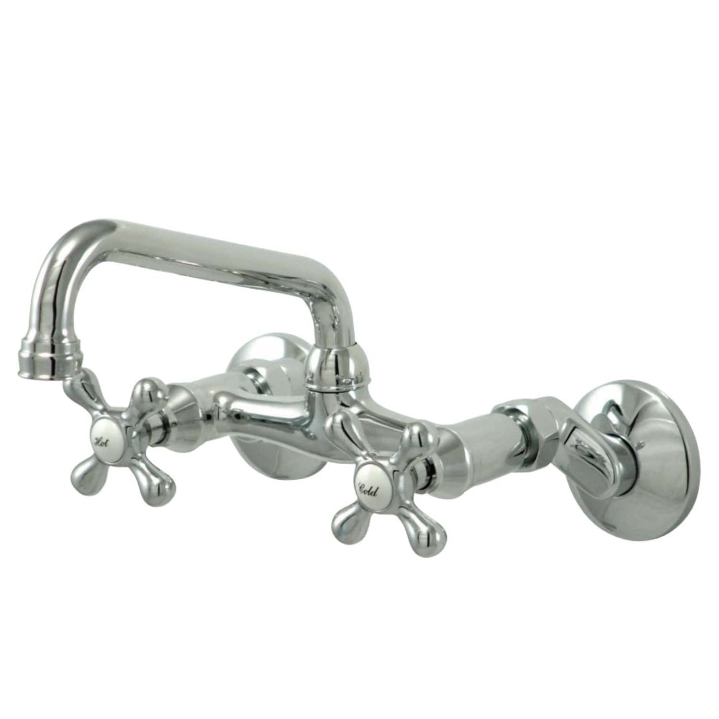 KINGSTON Brass Two Handle Wall Mount Kitchen Faucet - Polished Chrome