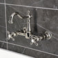 Kingston KS1263AX Heritage Two-Handle Wall Mount Bridge Kitchen Faucet, Antique Brass