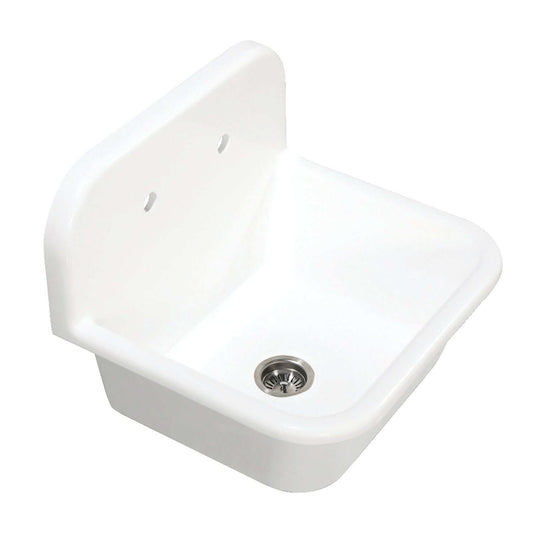 KINGSTON Brass 24" Solid Surface Kitchen Sink with Backsplash - Matte White