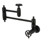 Kingston Brass KS3103RKZ Wendell Wall Mount Pot Filler Faucet with Knurled Handle, Antique Brass in matte black finish