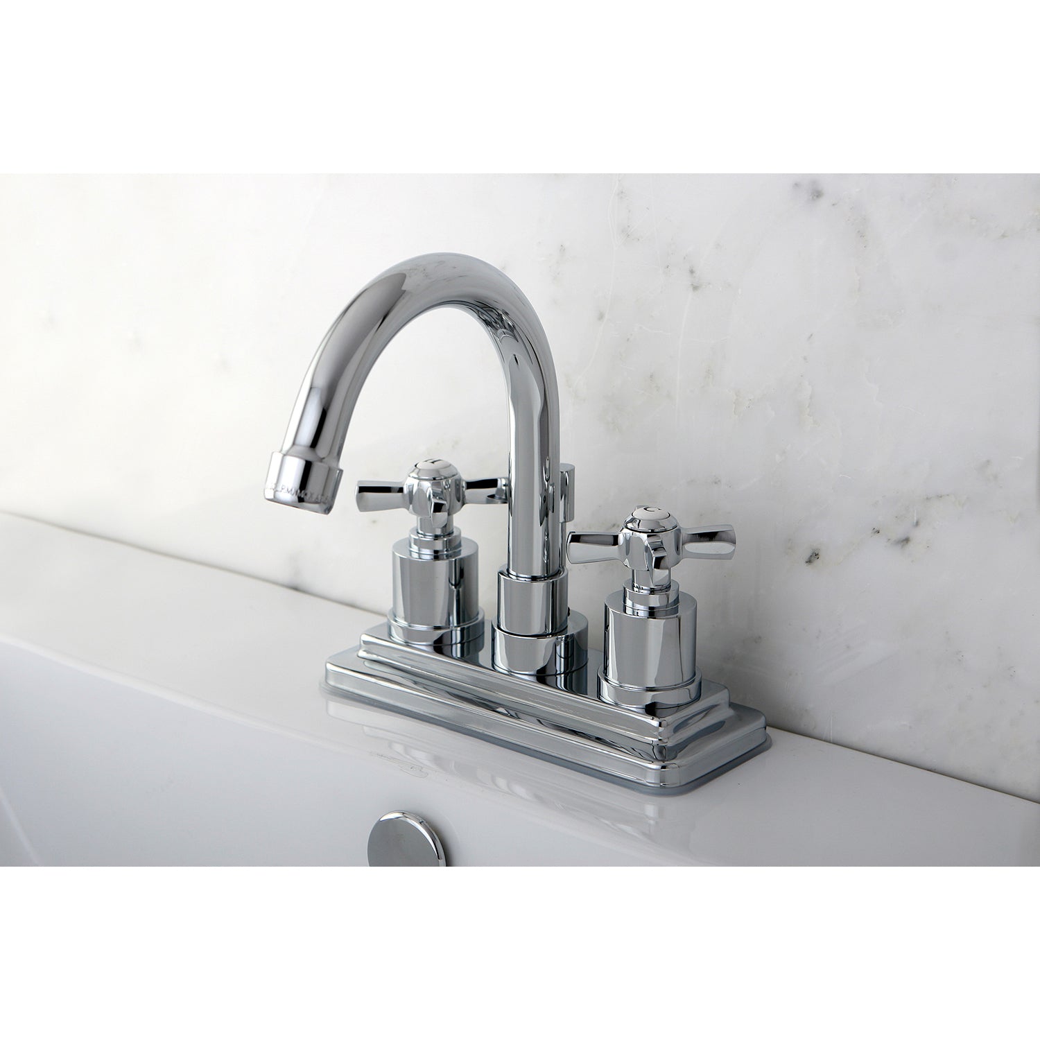 Kingston Brass KS8668ZX Millennium Double-Handle 4" Centerset Bathroom Faucet with Brass Pop-Up, Brushed Nickel
