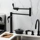 Kingston Brass KS4700DFL NuWave Deck Mount Pot Filler Faucet, Matte Black in a modern kitchen setting.