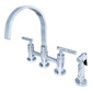 Kingston KS8267CMLBS Manhattan Bridge Kitchen Faucet with Brass Sprayer, Brushed Brass showing modern design and chrome finish.