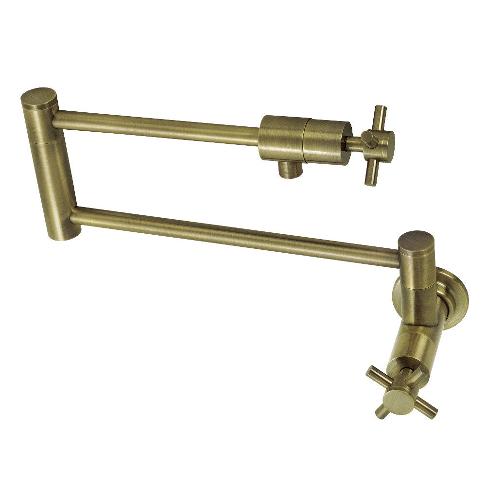 Kingston Brass KS4103DX Concord Wall Mount Pot Filler Faucet, Antique Brass in sleek cylindrical design