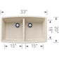 BLANCO Performa SILGRANIT 33" 50/50 Double Bowl Undermount Kitchen Sink