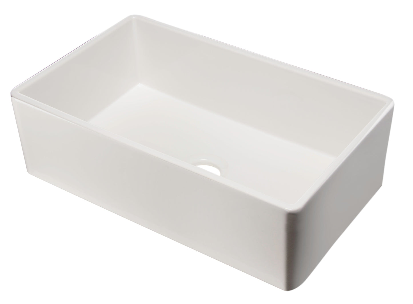 ALFI 33" White Smooth Apron Single Bowl Fireclay Farm Sink AB533-W showcasing elegant white design.