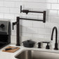 Kingston Brass KS4703CKL Kaiser Deck Mount Pot Filler Faucet, Antique Brass in modern kitchen setting.