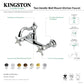 Kingston KS3253BEX Essex Two-Handle Wall Mount Bridge Kitchen Faucet, Antique Brass, wall mount design with ceramic cartridge.