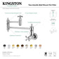 Kingston Brass KS3103AX Restoration Wall Mount Pot Filler Faucet, Antique Brass shown with Chrome finish details.