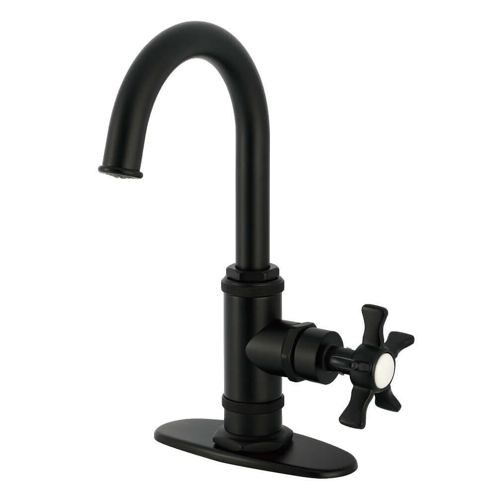 Kingston Brass KSD8503NX Hamilton Single-Handle Bar Faucet, Antique Brass in matte black finish
