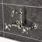 Kingston KS2443AX Heritage Two-Handle Wall Mount Bridge Kitchen Faucet, Antique Brass in a stylish setting