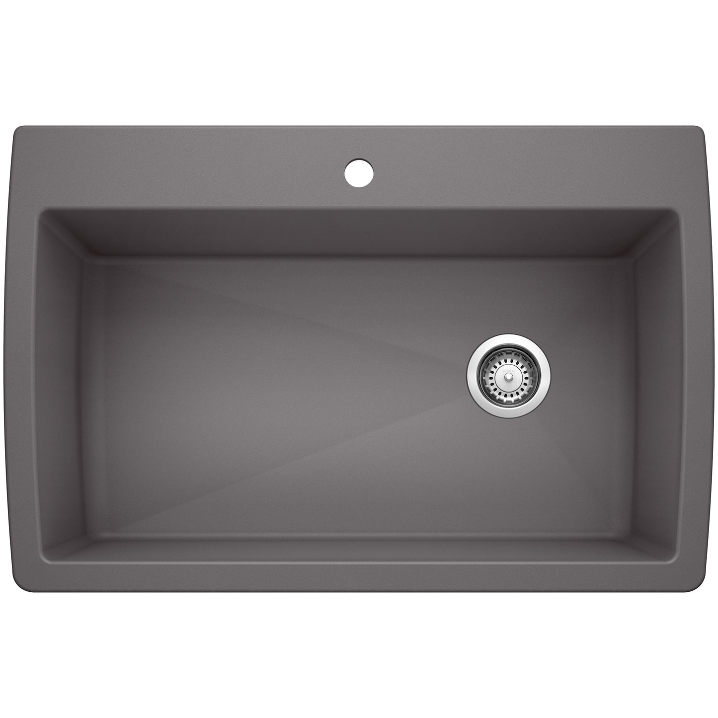 BLANCO Diamond SILGRANIT 33.5" Super Single Dual Mount Kitchen Sink in gray, showcasing extra-large single bowl design.