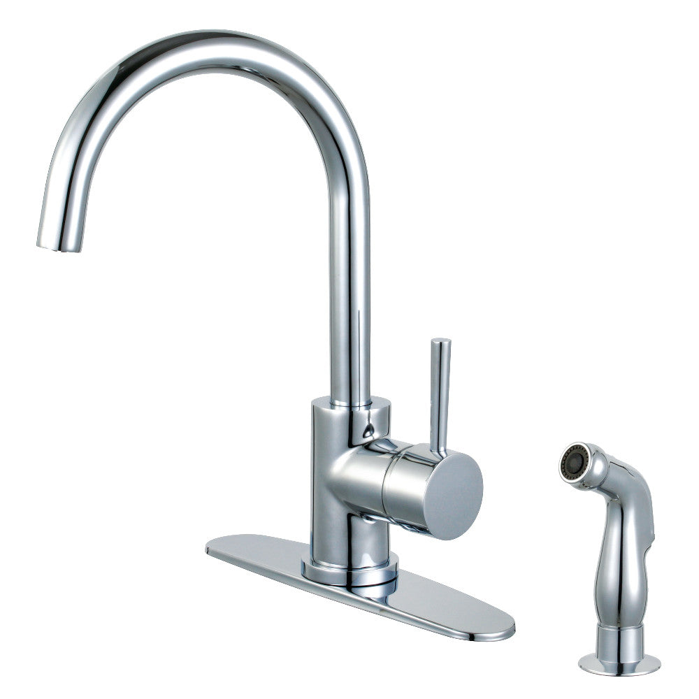 Kingston Brass LS8578DLSP Concord Single-Handle Kitchen Faucet with Side Sprayer, Brushed Nickel