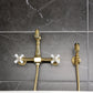 Kingston KS2443PXBS Heritage Two-Handle Wall Mount Bridge Kitchen Faucet with Brass Sprayer, Antique Brass
