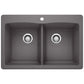BLANCO Diamond SILGRANIT 33" 50/50 Double Bowl Dual Mount Kitchen Sink