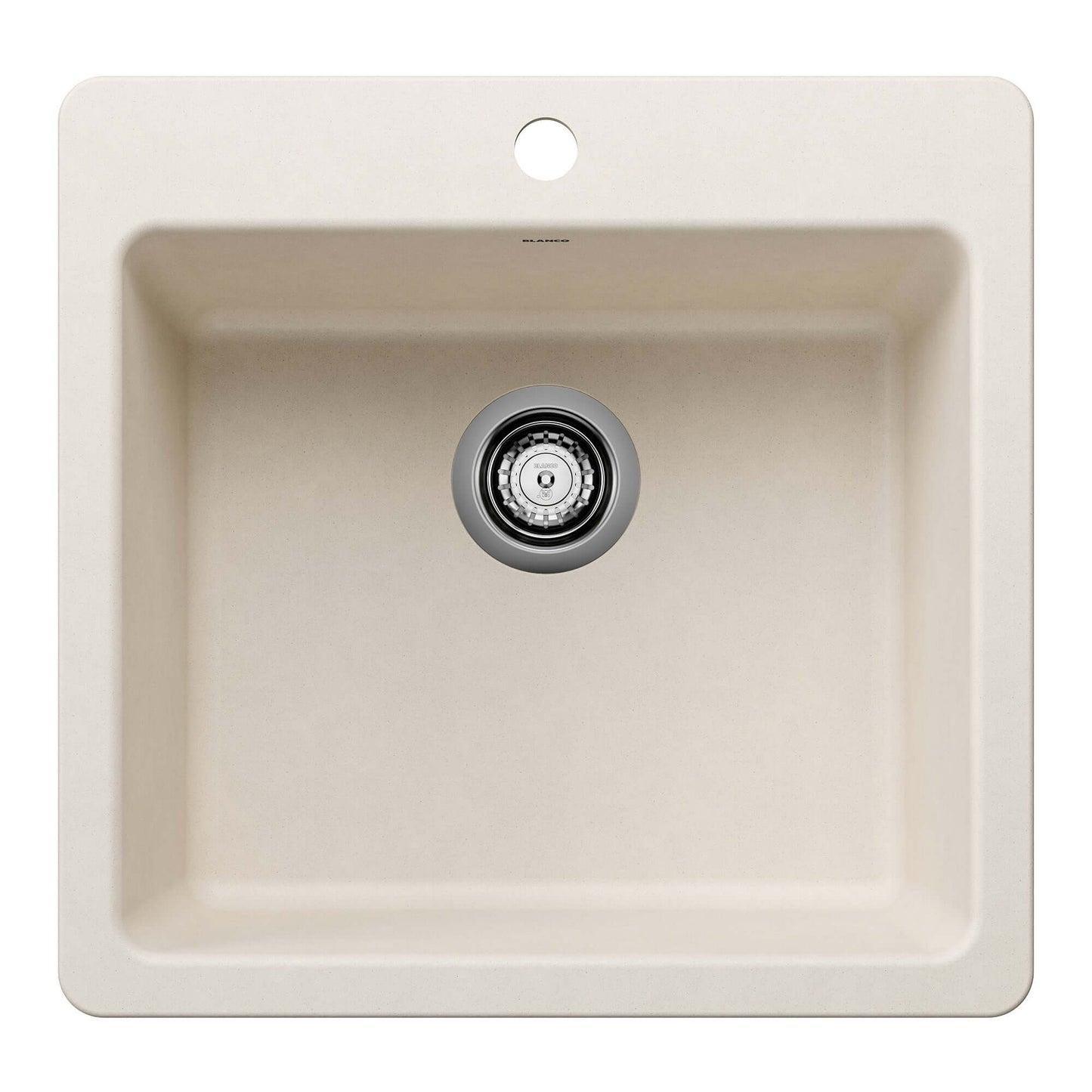 BLANCO Liven SILGRANIT 21" Single Bowl Dual Mount Kitchen Sink top view with drain hole