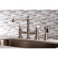 Kingston KS7277PXBS English Country Bridge Kitchen Faucet with Brass Sprayer, Brushed Brass