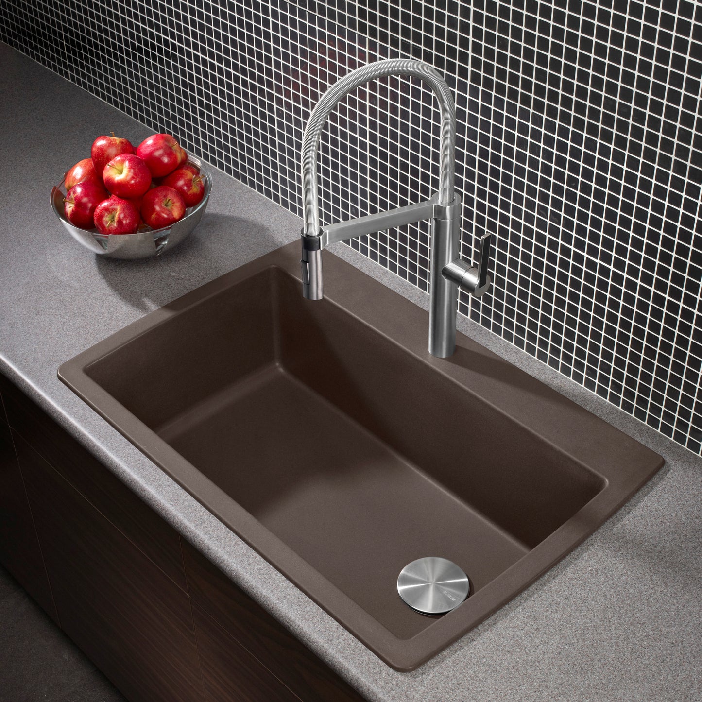 BLANCO Diamond SILGRANIT 33.5" Super Single Dual Mount Kitchen Sink in a modern kitchen setting with a stylish faucet.