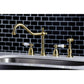 Kingston Brass KB1793PLBS Heritage Double-Handle Widespread Kitchen Faucet with Brass Sprayer, Antique Brass