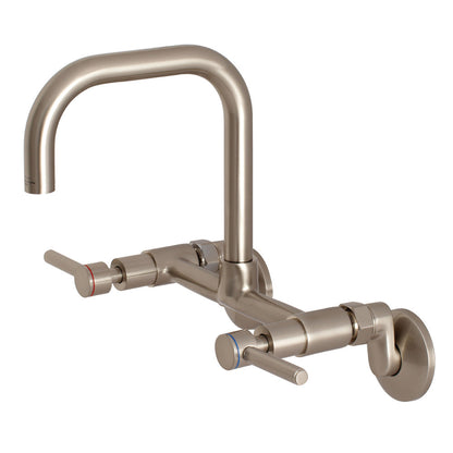 Kingston Brass KS813SB Concord Wall Mount Bridge Kitchen Faucet in a contemporary left side view.