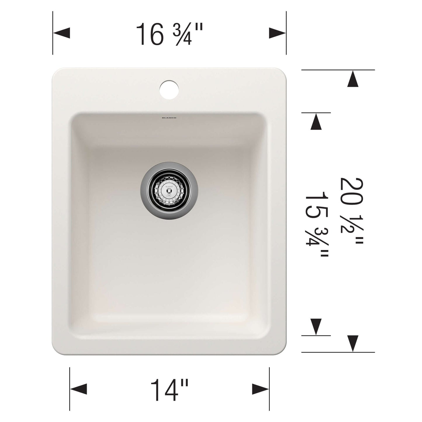 BLANCO Liven SILGRANIT 17" Dual Mount Bar Sink dimensions and features for compact spaces.