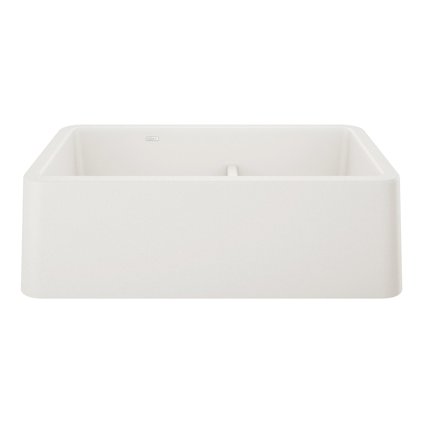 BLANCO Ikon SILGRANIT 33" Double Bowl Apron-Front Farmhouse Sink with Low Divide in white finish
