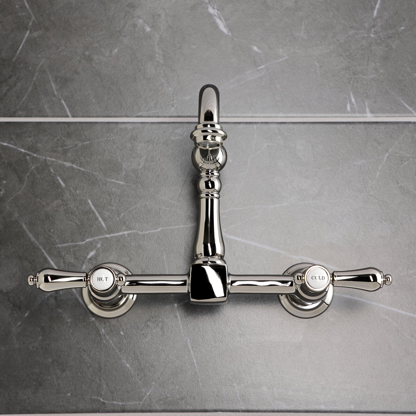 Kingston KS1263BAL Heirloom Two-Handle Wall Mount Bridge Kitchen Faucet, Antique Brass