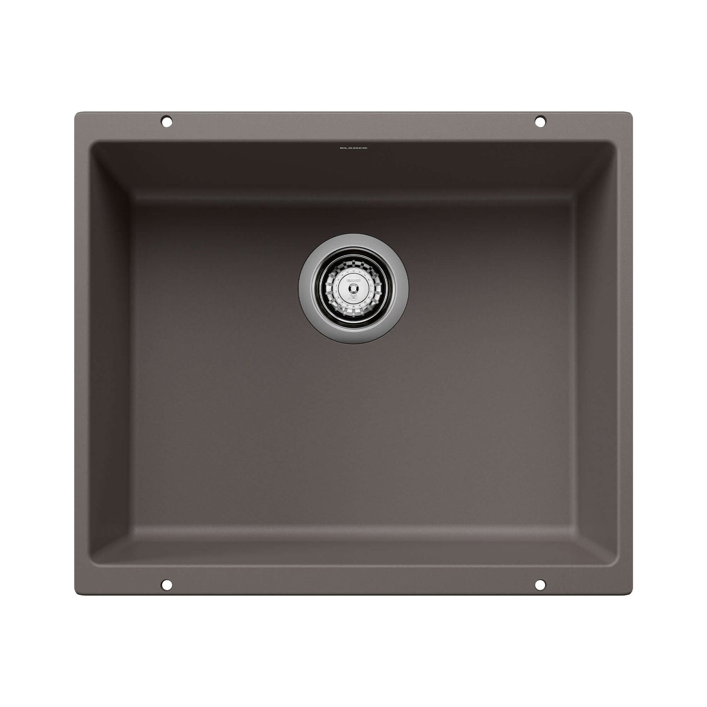 BLANCO Precis SILGRANIT 21" Single Bowl Undermount Kitchen Sink in Volcano Gray with sleek modern design
