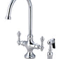 Kingston Brass KS1763ALBS Vintage Two-Handle Single-Hole Kitchen Faucet with Brass Sprayer, Antique Brass