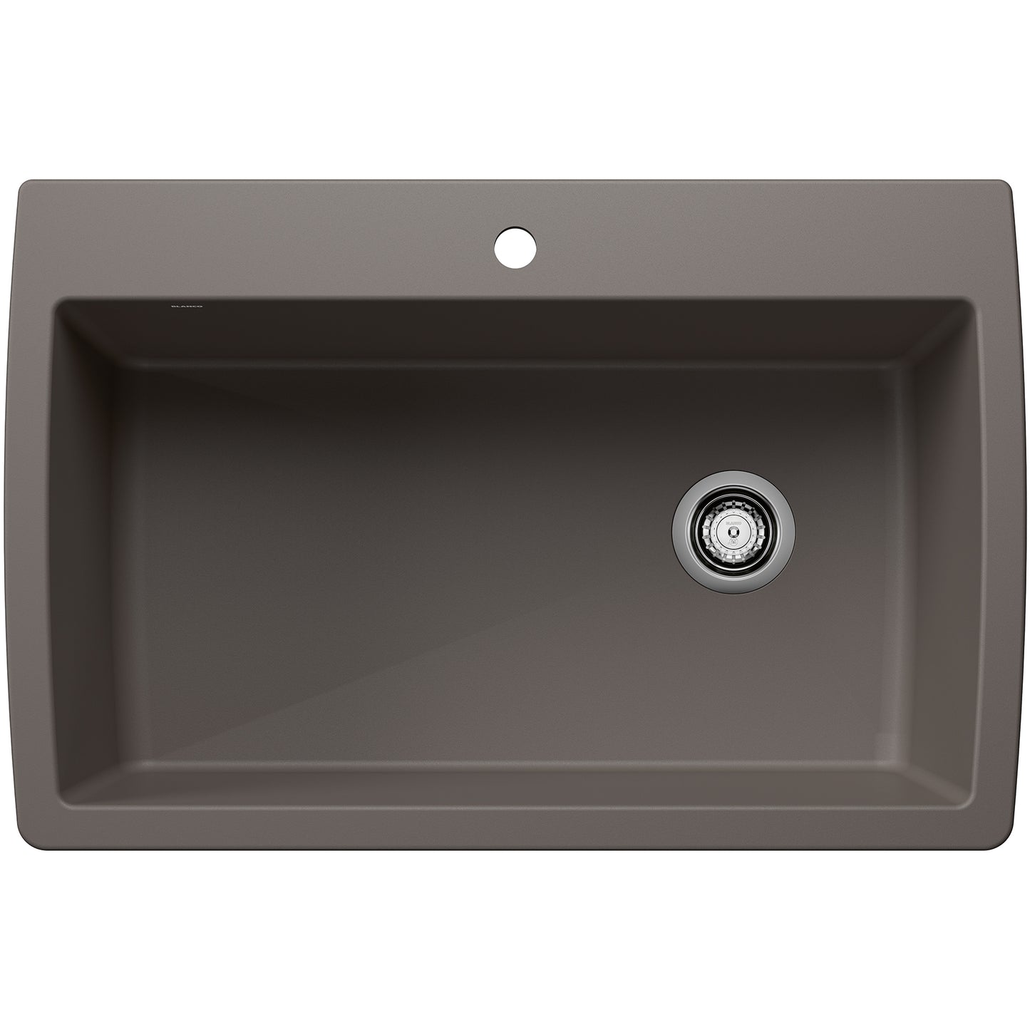 BLANCO Diamond SILGRANIT 33.5" Super Single Dual Mount Kitchen Sink in a sleek gray finish with single bowl design.