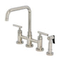 Kingston KS8287CMLBS Manhattan Bridge Kitchen Faucet with Brass Sprayer, Brushed Brass in polished nickel finish