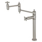 Kingston Brass KS3703AX Restoration Deck Mount Pot Filler Faucet, Antique Brass angle view with brushed nickel finish