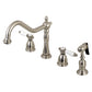 Kingston Brass KB1793BPLBS Bel-Air Double-Handle Widespread Kitchen Faucet with Brass Sprayer, Antique Brass