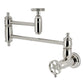 Kingston Brass KS3103RKX Webb Wall Mount Pot Filler Faucet with Knurled Handle, Antique Brass in polished nickel finish.