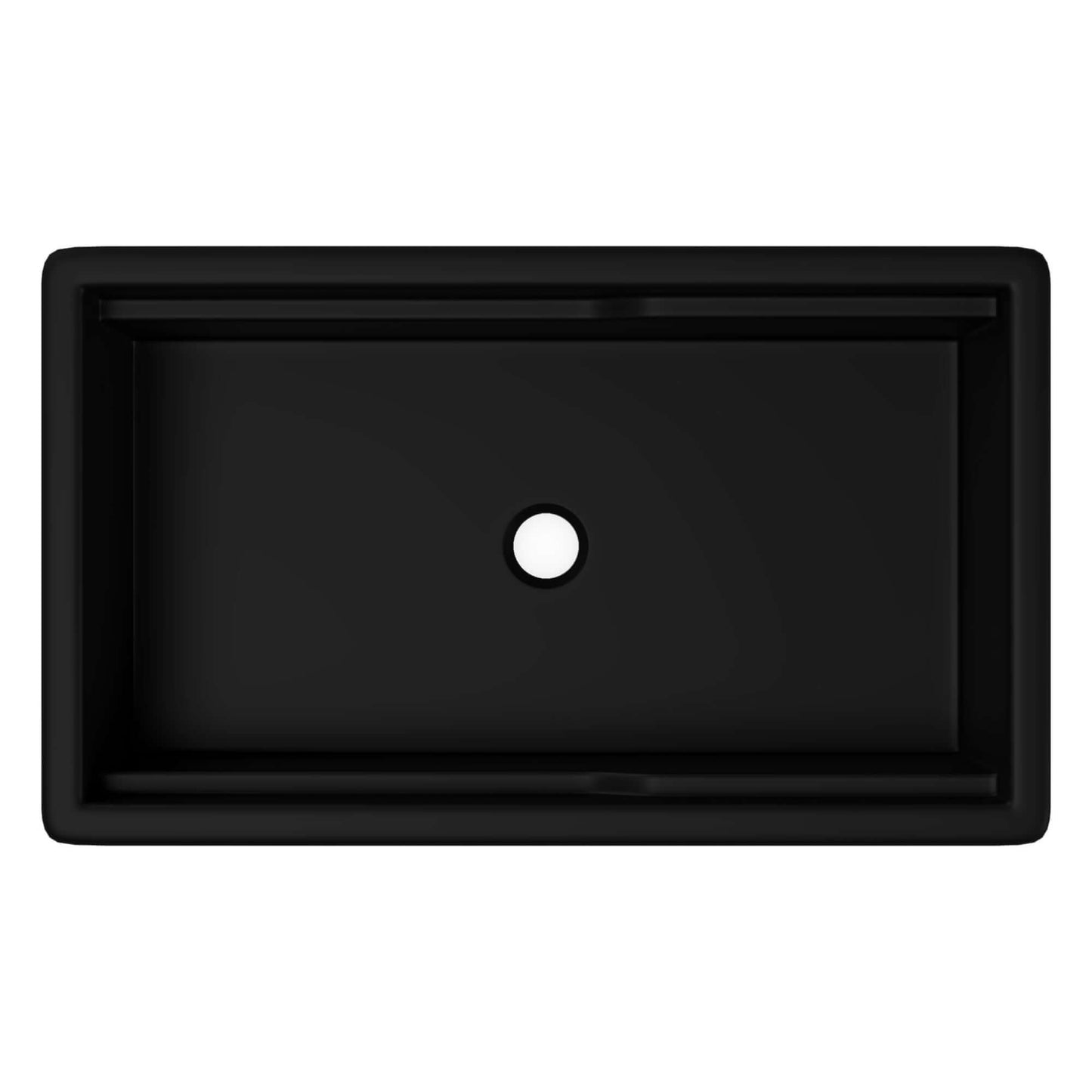 Alfi 32" Dual Mount Fireclay Workstation Kitchen Sink - ABFS3219SUD top view in black.
