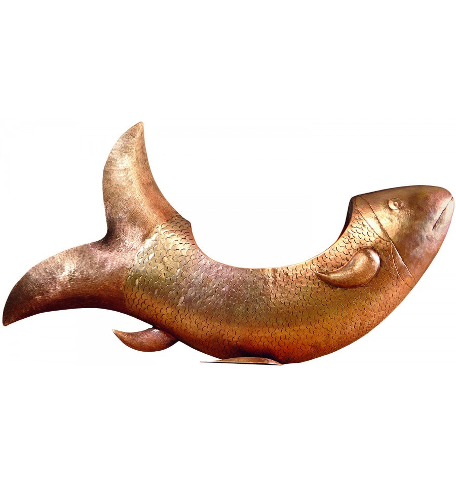 Thompson Patzcuaro 29" Hammered Antique Satin Gold Fish-Shaped Bathroom Sink - BOV-2907ASG - view 3